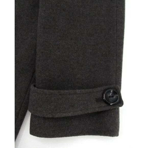 Vintage Jones New York Overcoat Womens Sz 12 Charcoal Gray Wool Lined Button Up - Picture 13 of 16